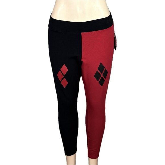 Suicide Squad XL/1 Red/Black Harley Quinn DC Comics Diamond Accent Crop Leggings - Picture 2 of 6